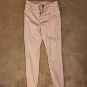 High waisted pink jeans